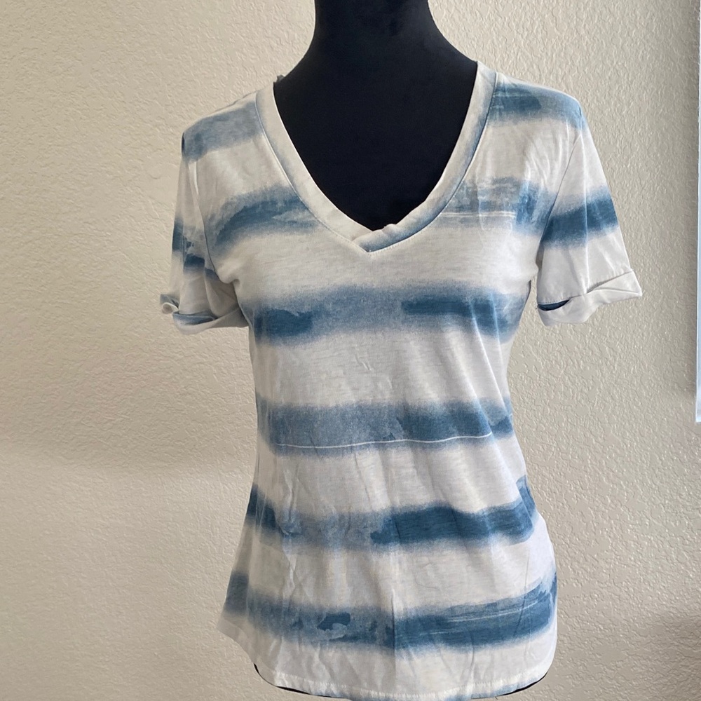 Socialite Blue and White Striped Short Sleeve Tee